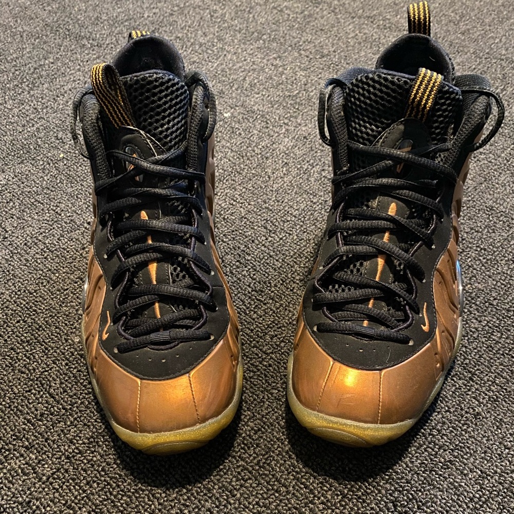 “Copper” Nike Foamposites . Kids size 7y. Worn condition.